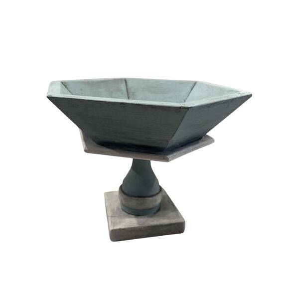 Coastal Mediterranean Wood Pedestal Fruit Bowl 7” - Picture 1 of 7